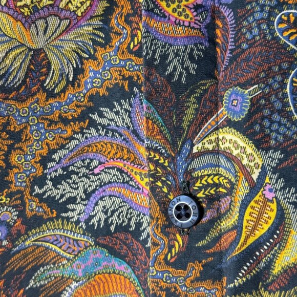 Vintage John Lennon Inspired Paisley Print Button-Up Blouse – Size L – Retro 60s - Picture 1 of 6